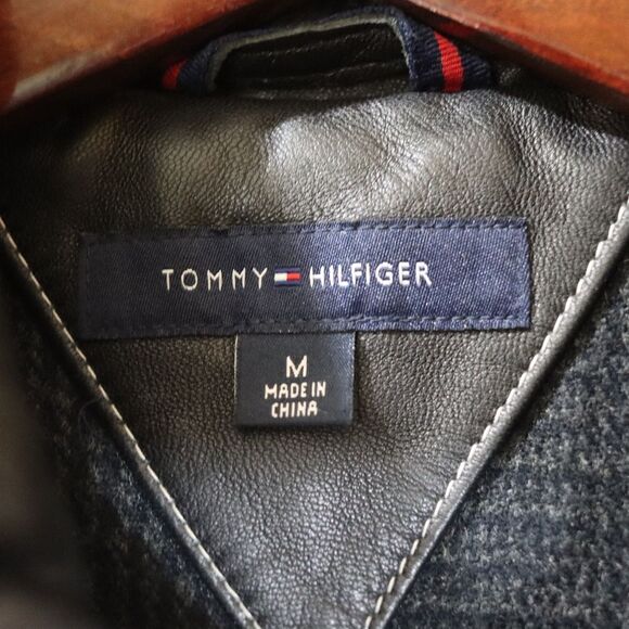 Tommy Hilfiger Vintage 90s Black Distressed Leather Biker Jacket Medium - Picture 16 of 16